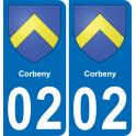 02 Corbeny autocollant sticker plaque immatriculation auto ville