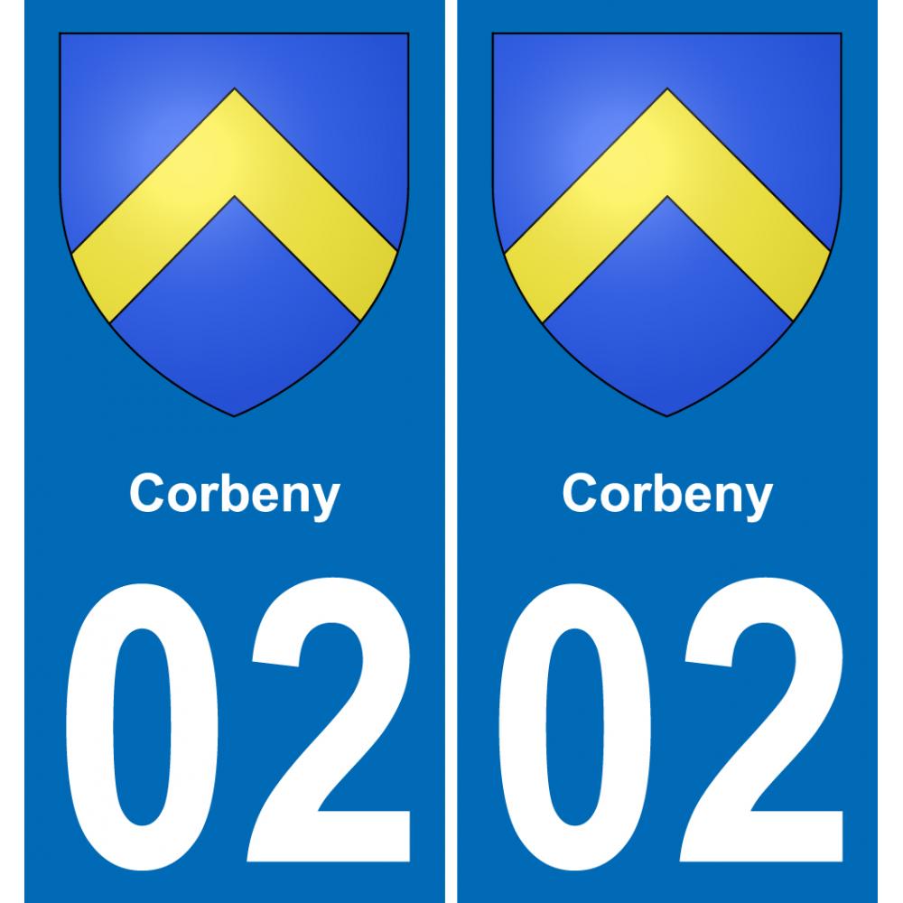 02 Corbeny autocollant sticker plaque immatriculation auto ville