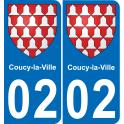 02 Coucy-la-Ville autocollant sticker plaque immatriculation auto ville