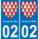 02 Coucy-la-Ville autocollant sticker plaque immatriculation auto ville