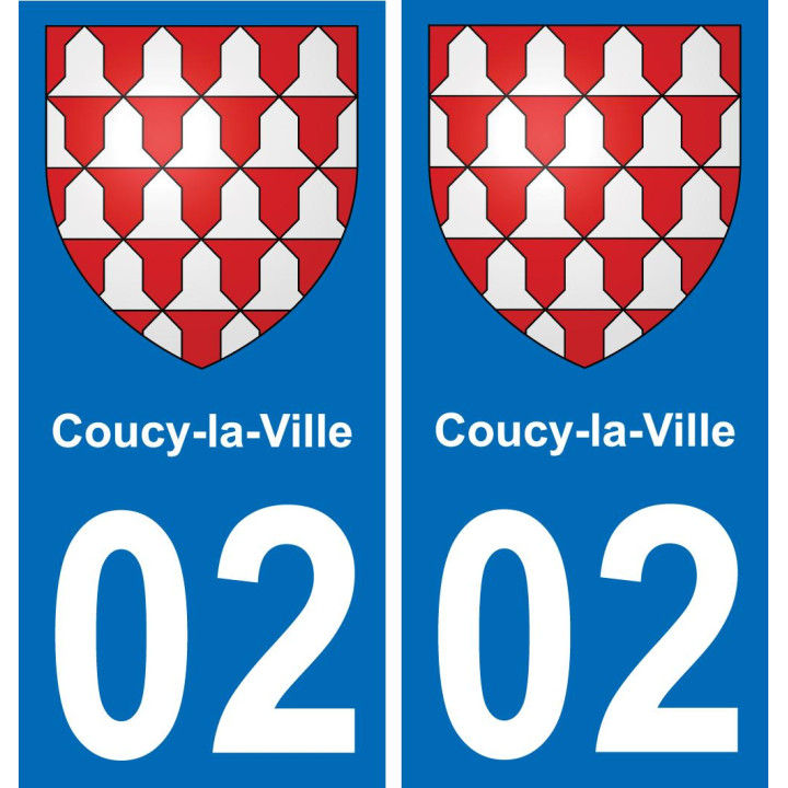 02 Coucy-la-Ville autocollant sticker plaque immatriculation auto ville