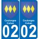 02 Coulonges-Cohan autocollant sticker plaque immatriculation auto ville