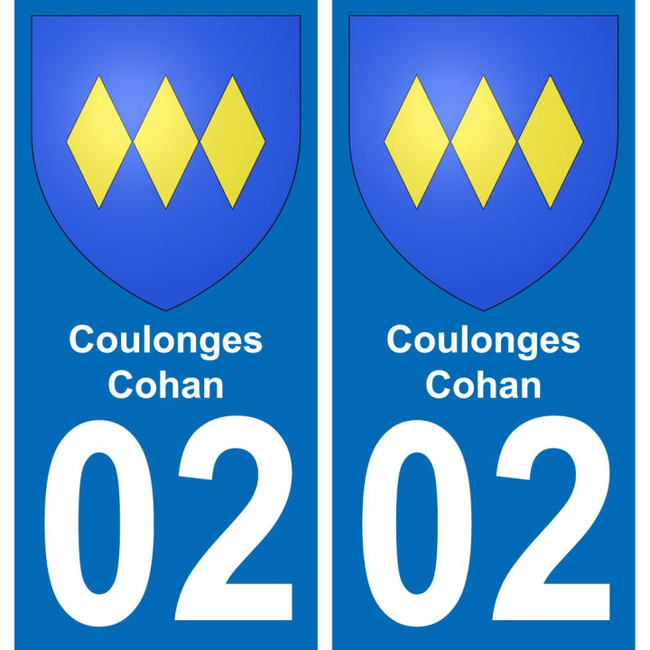 02 Coulonges-Cohan autocollant sticker plaque immatriculation auto ville