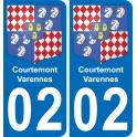02 Courtemont-Varennes autocollant sticker plaque immatriculation auto ville