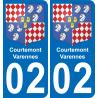 02 Courtemont-Varennes autocollant sticker plaque immatriculation auto ville