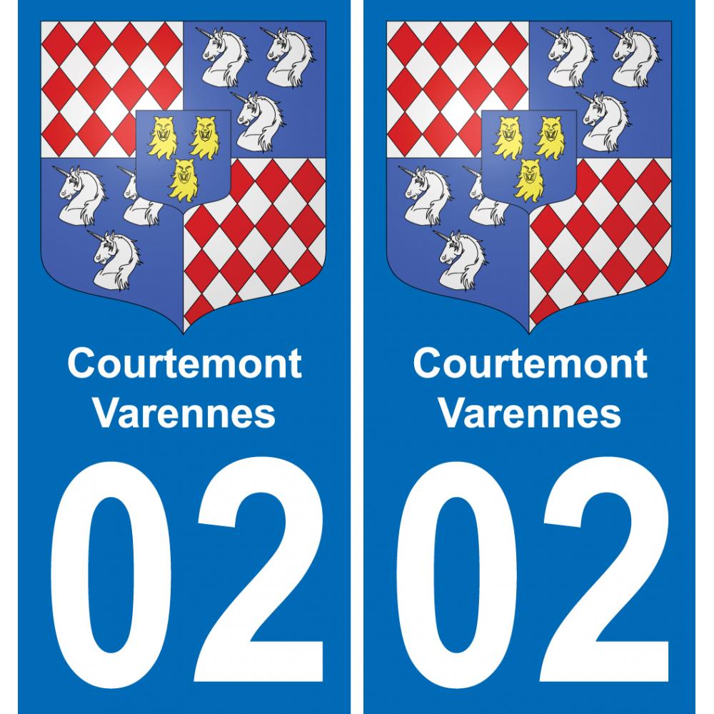 02 Courtemont-Varennes autocollant sticker plaque immatriculation auto ville