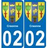 02 Craonne autocollant sticker plaque immatriculation auto ville