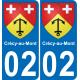 02 Crécy-au-Mont autocollant sticker plaque immatriculation auto ville