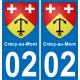 02 Crécy-au-Mont autocollant sticker plaque immatriculation auto ville