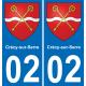 02 Crécy-sur-Serre autocollant sticker plaque immatriculation auto ville