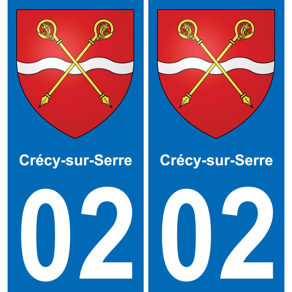 02 Crécy-sur-Serre autocollant sticker plaque immatriculation auto ville