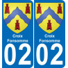 02 Croix-Fonsomme autocollant sticker plaque immatriculation auto ville