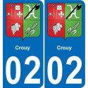 02 Crouy autocollant sticker plaque immatriculation auto ville