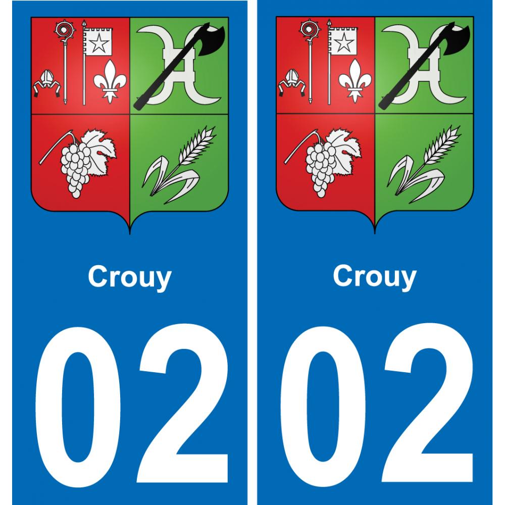 02 Crouy autocollant sticker plaque immatriculation auto ville