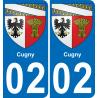 02 Cugny autocollant sticker plaque immatriculation auto ville