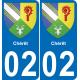 02 Chérêt autocollant sticker plaque immatriculation auto ville