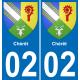 02 Chérêt autocollant sticker plaque immatriculation auto ville