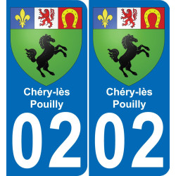 02 Chéry-lès-Pouilly autocollant sticker plaque immatriculation auto ville