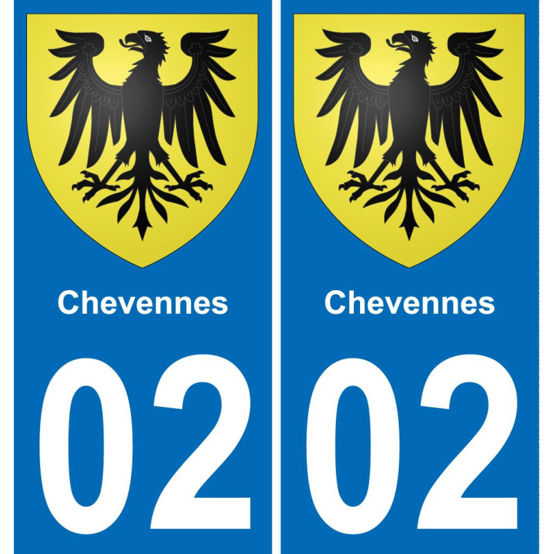 02 Chevennes autocollant sticker plaque immatriculation auto ville