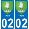 02 Chigny placa etiqueta de registro de la ciudad