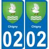 02 Chigny autocollant sticker plaque immatriculation auto ville