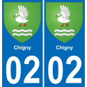 02 Chigny placa etiqueta de registro de la ciudad