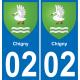 02 Chigny autocollant sticker plaque immatriculation auto ville