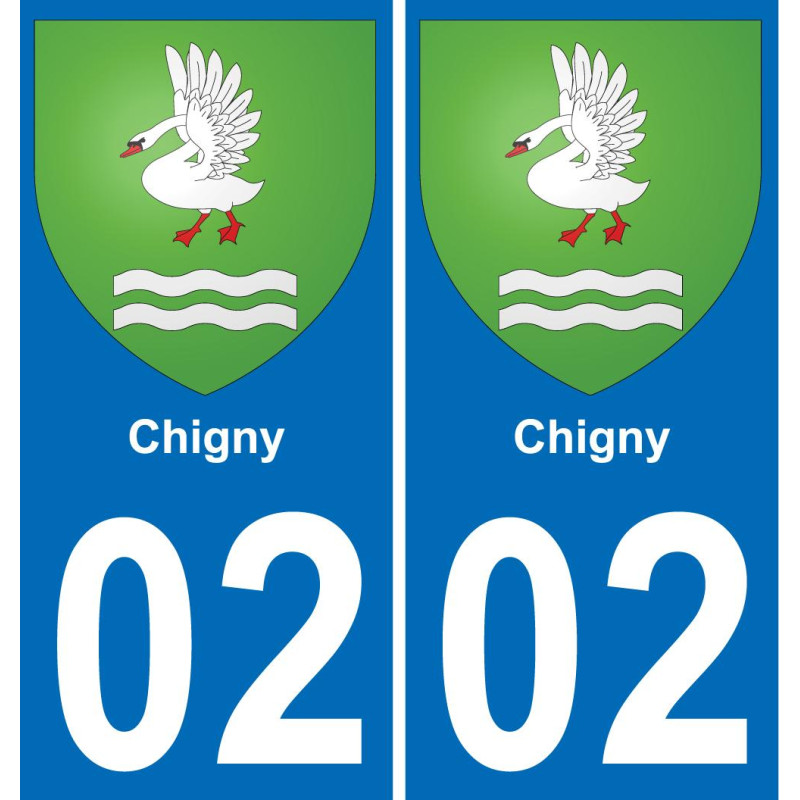 02 Chigny placa etiqueta de registro de la ciudad