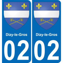 02 Dizy-le-Gros autocollant sticker plaque immatriculation auto ville