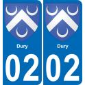 02 Dury sticker plate registration city