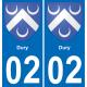 02 Dury autocollant sticker plaque immatriculation auto ville