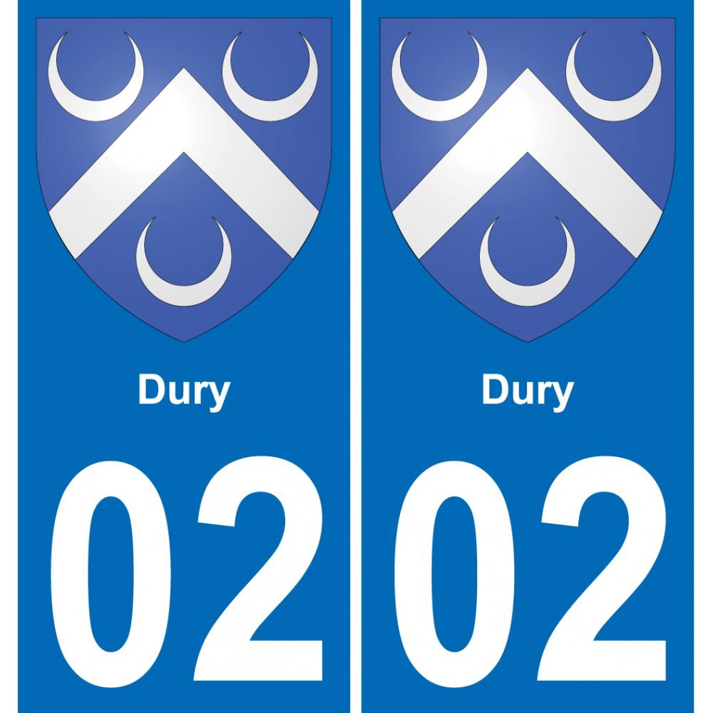 02 Dury autocollant sticker plaque immatriculation auto ville