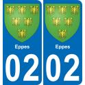 02 Eppes autocollant sticker plaque immatriculation auto ville