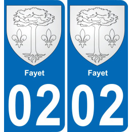 02 Fayet autocollant sticker plaque immatriculation auto ville