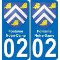 02 Fontaine-Notre-Dame autocollant sticker plaque immatriculation auto ville