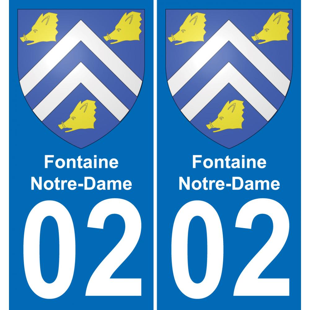 02 Fontaine-Notre-Dame autocollant sticker plaque immatriculation auto ville