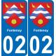 02 Fontenoy autocollant sticker plaque immatriculation auto ville