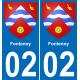 02 Fontenoy autocollant sticker plaque immatriculation auto ville