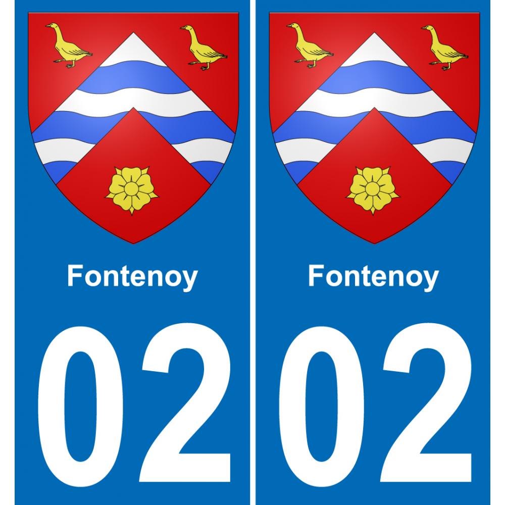 02 Fontenoy autocollant sticker plaque immatriculation auto ville
