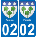 02 Foreste autocollant sticker plaque immatriculation auto ville