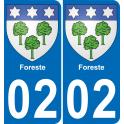 02 Foreste autocollant sticker plaque immatriculation auto ville