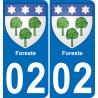 02 Foreste autocollant sticker plaque immatriculation auto ville