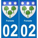 02 Foreste autocollant sticker plaque immatriculation auto ville