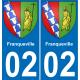 02 Franqueville autocollant sticker plaque immatriculation auto ville