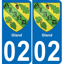 02 Gland autocollant sticker plaque immatriculation auto ville
