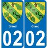64 Pau autocollant sticker plaque immatriculation auto ville