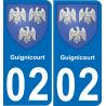 02 Guignicourt placa etiqueta de registro de la ciudad