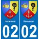 02 Haramont autocollant sticker plaque immatriculation auto ville