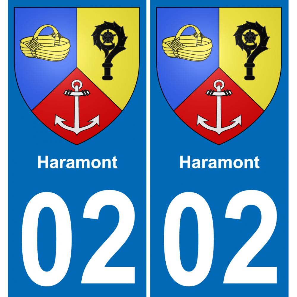 02 Haramont autocollant sticker plaque immatriculation auto ville