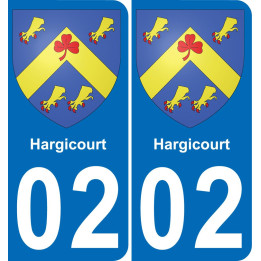 02 Hargicourt autocollant sticker plaque immatriculation auto ville